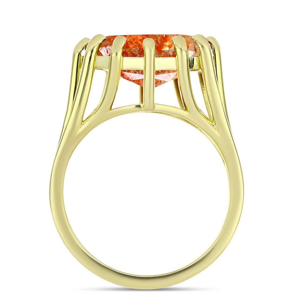 Anillo de Plata Bañada en Oro con Piedra Solar de Oregon 6 