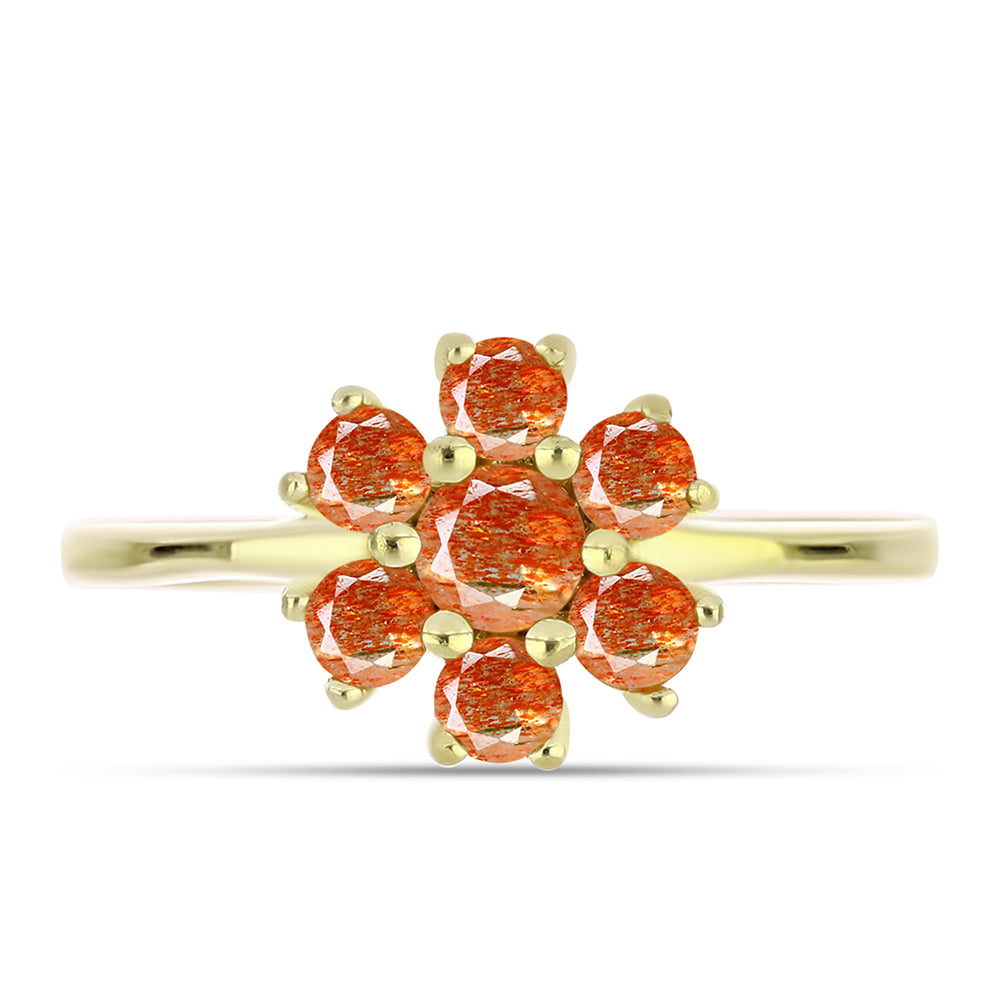 Anillo de Plata Bañada en Oro con Piedra Solar de Oregon 1 