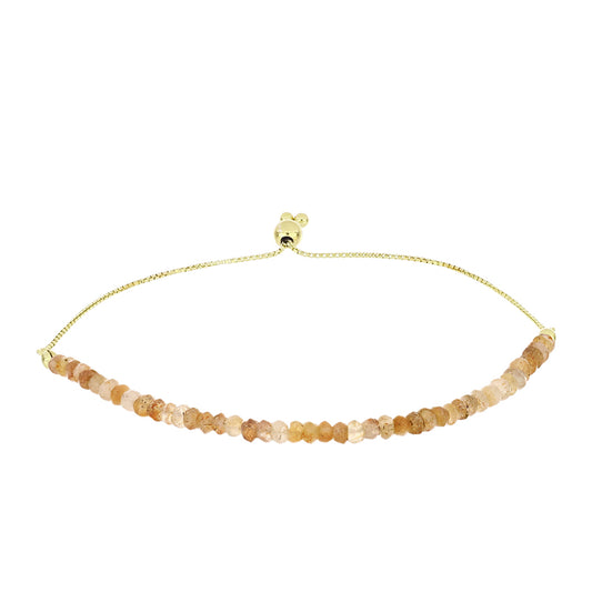 Pulsera de Plata Bañada en Oro con Piedra Solar de Oregon