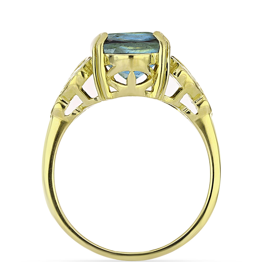 Anillo de Plata Bañada en Oro con Labradorita 6 
