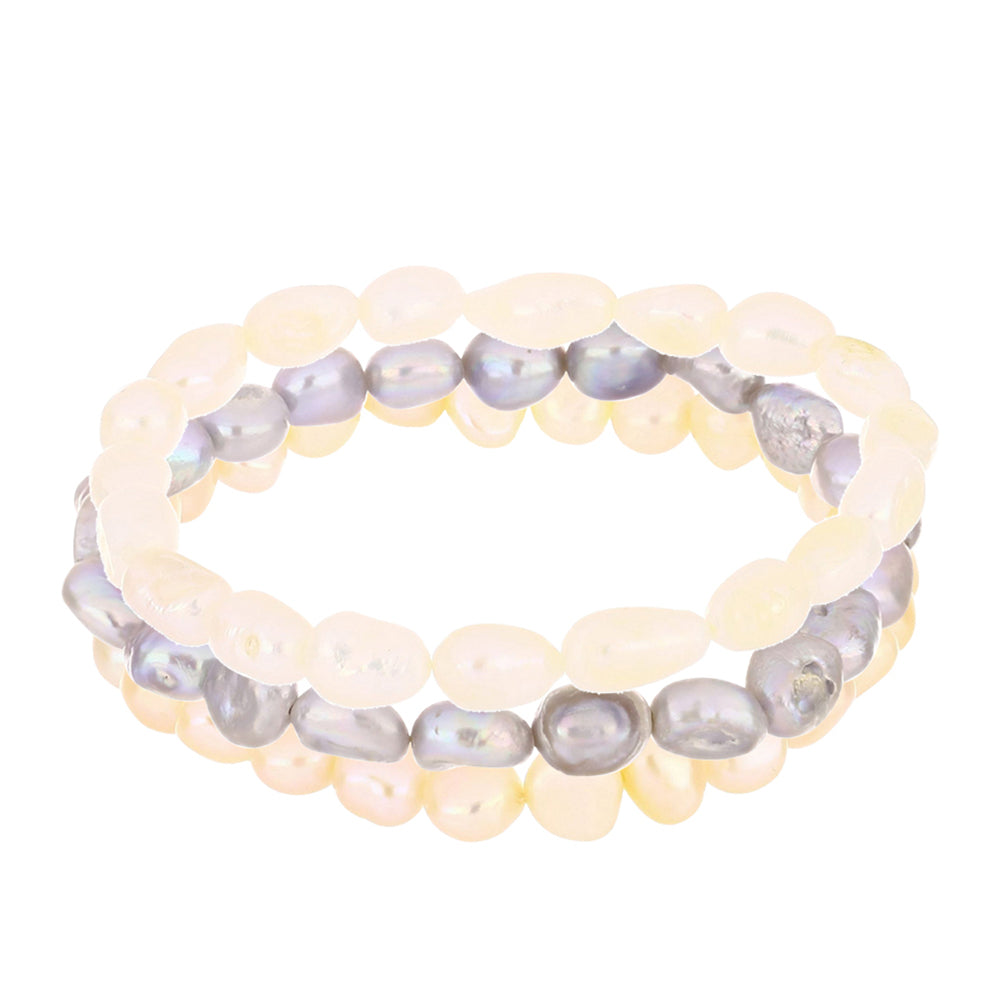 Conjunto Pepita con Perla de agua dulce melocotón y Perla de río negra ( Pulsera )