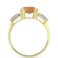 Anillo de Plata Bañada en Oro con Piedra Solar de Oregon y Topacio Blanco