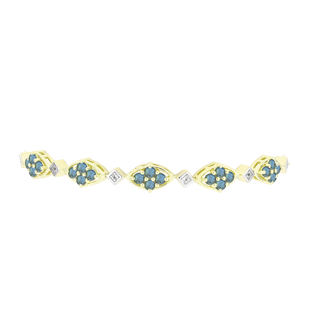 Pulsera de Plata Bañada en Oro con Labradorita y Topacio Blanco