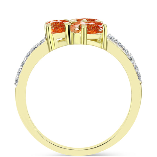 Anillo de Plata Bañada en Oro con Piedra Solar de Oregon y Topacio Blanco