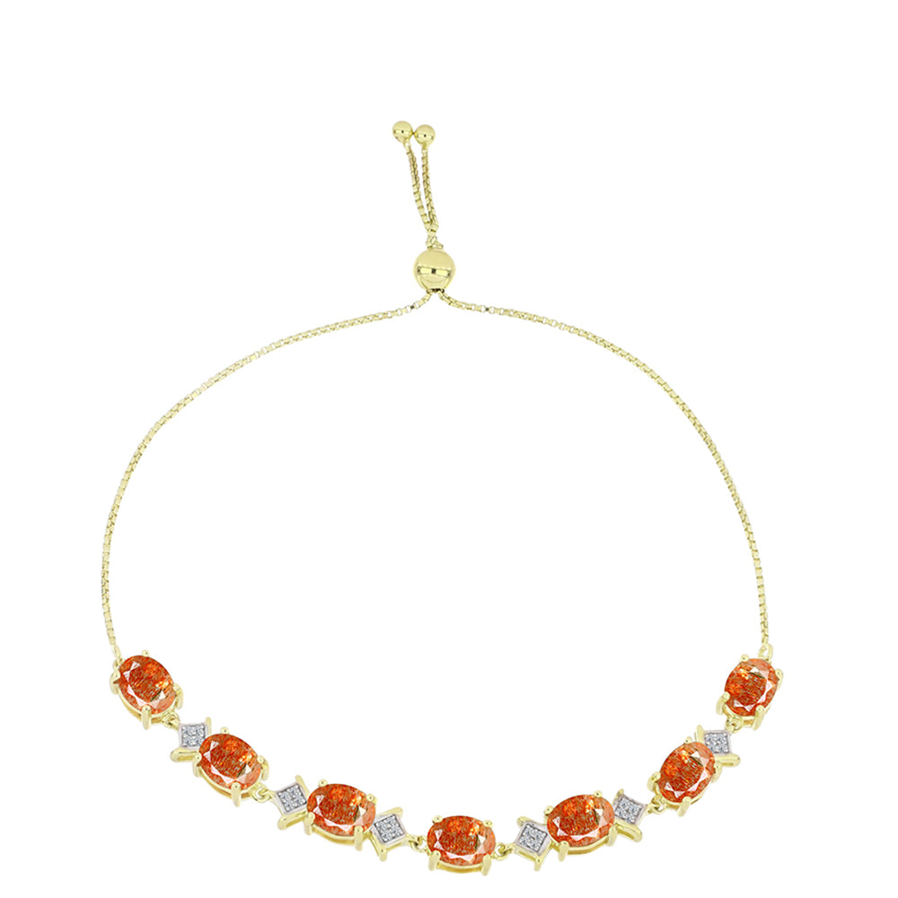 Pulsera de Plata Bañada en Oro con Piedra Solar de Oregon y Topacio Blanco 4 