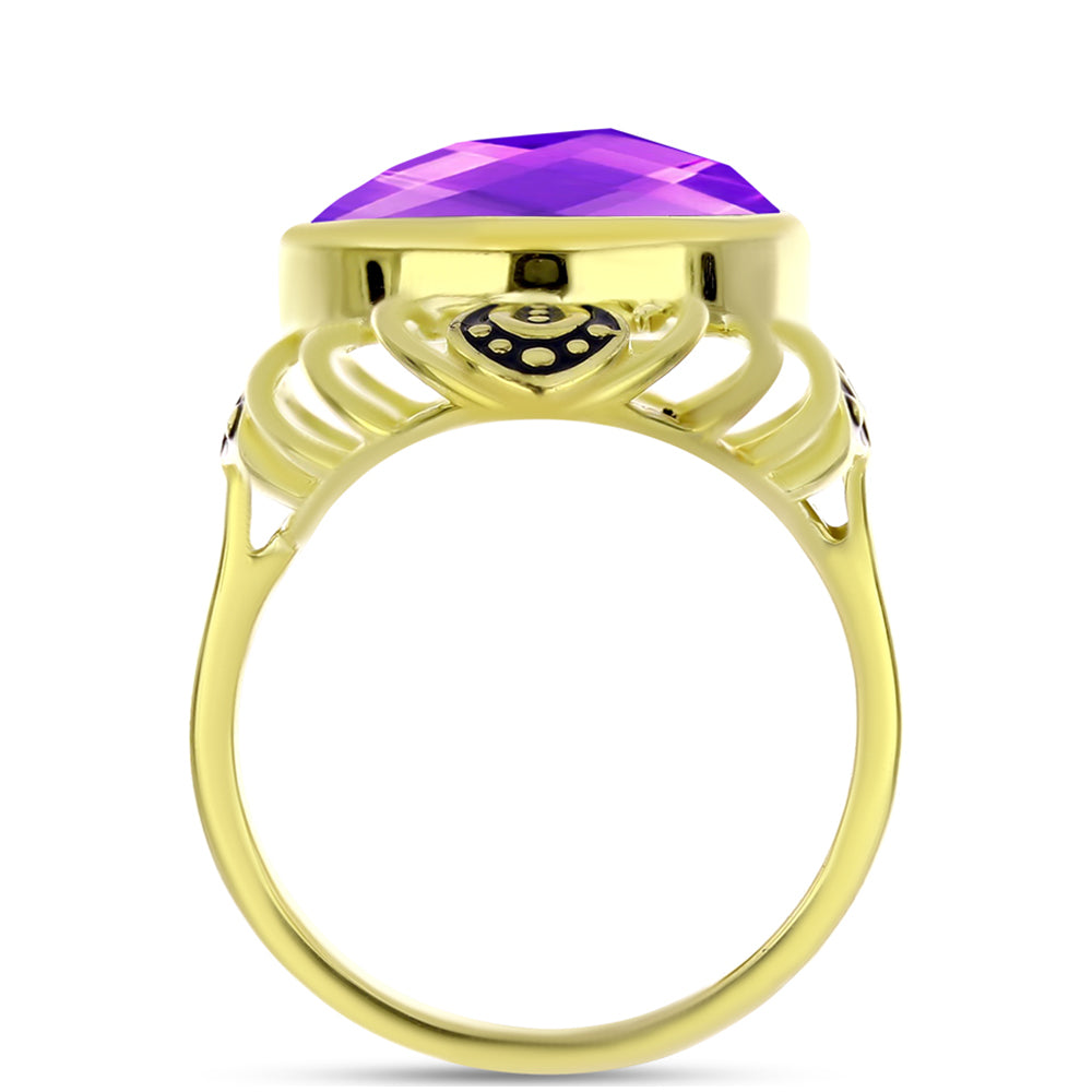Anillo de Plata Bañada en Oro con Ágata Púrpura 2 