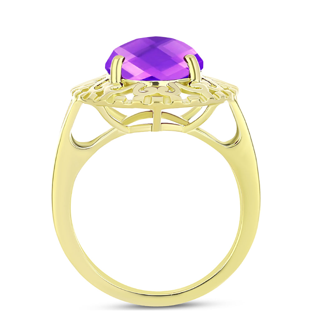 Anillo de Plata Bañada en Oro con Ágata Púrpura 2 