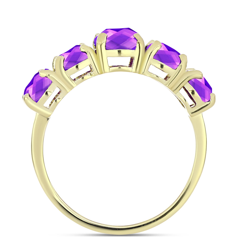 Anillo de Plata Bañada en Oro con Ágata Púrpura 2 