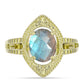 Anillo de Plata Bañada en Oro con Labradorita