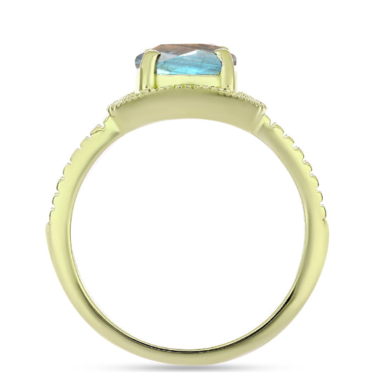 Anillo de Plata Bañada en Oro con Labradorita