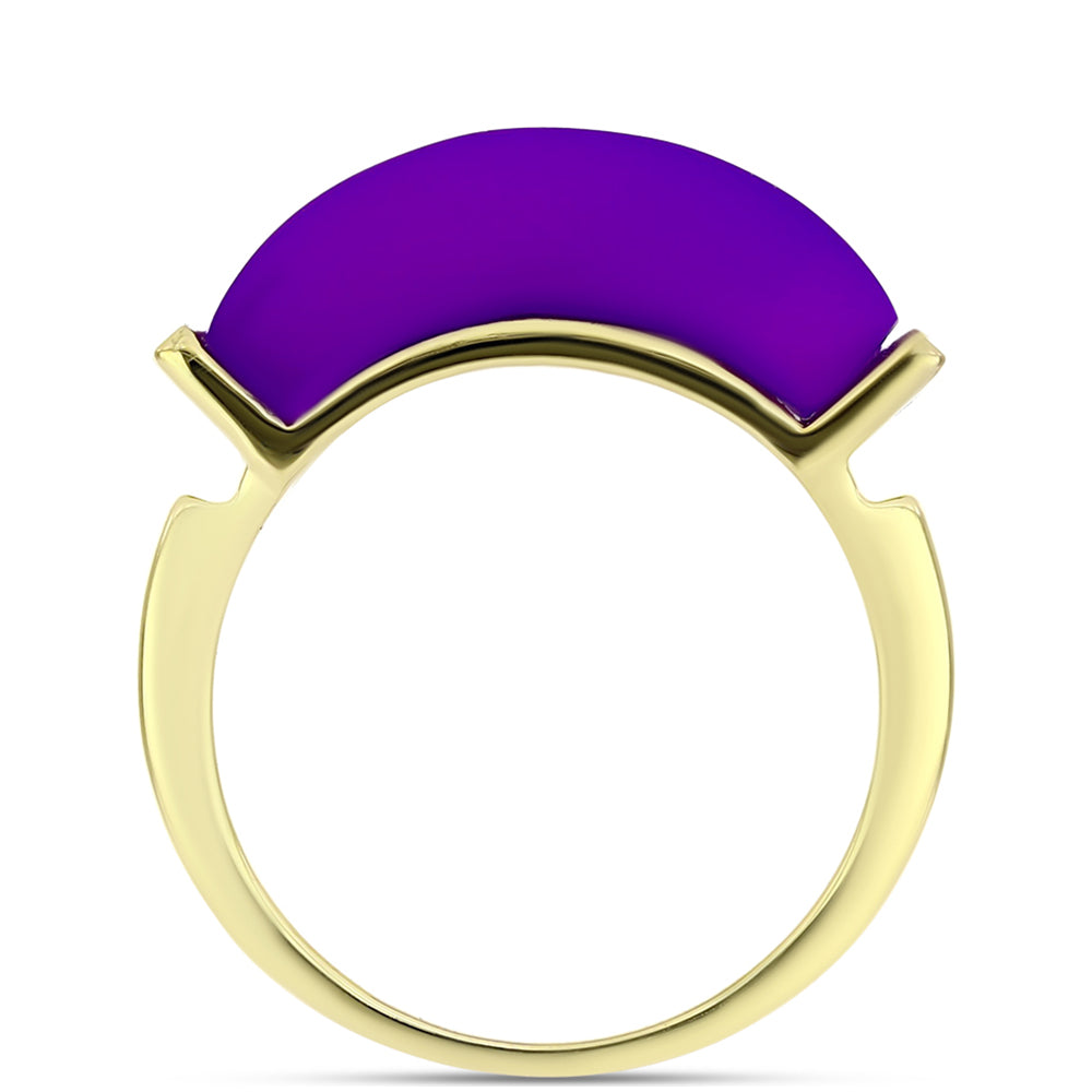 Anillo de Plata Bañada en Oro con Ágata Púrpura