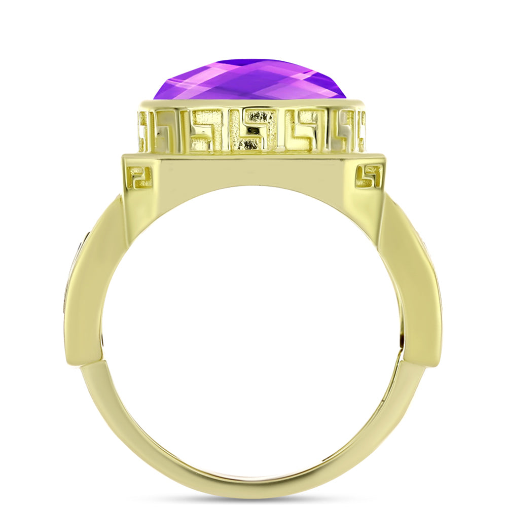 Anillo de Plata Bañada en Oro con Ágata Púrpura