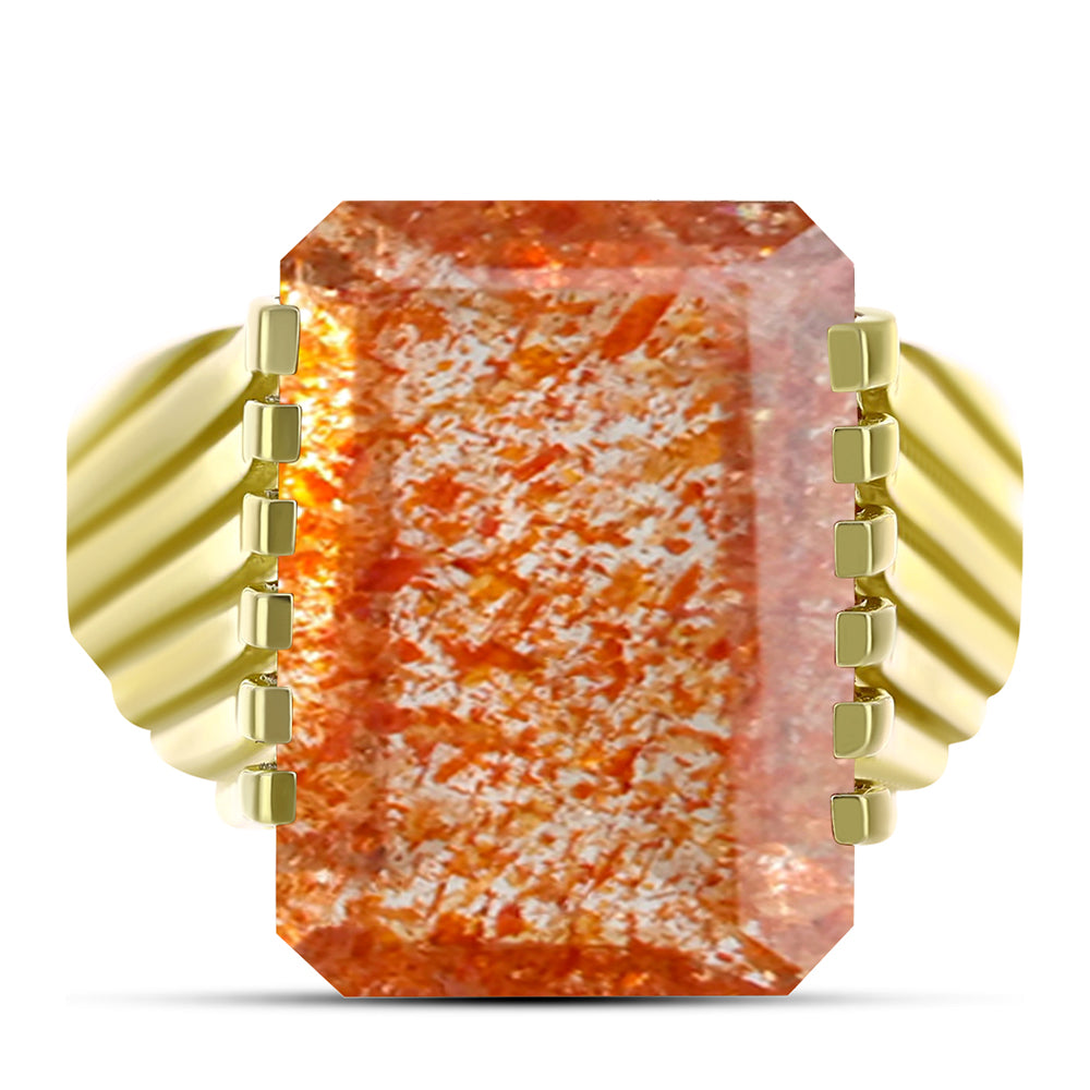 Anillo de Plata Bañada en Oro con Piedra Solar de Oregon 1 