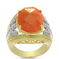 Anillo de Plata Bañada en Oro con Piedra Solar de Oregon y Topacio Blanco