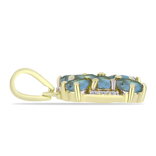 Colgante de Plata Bañada en Oro con Labradorita y Topacio Blanco