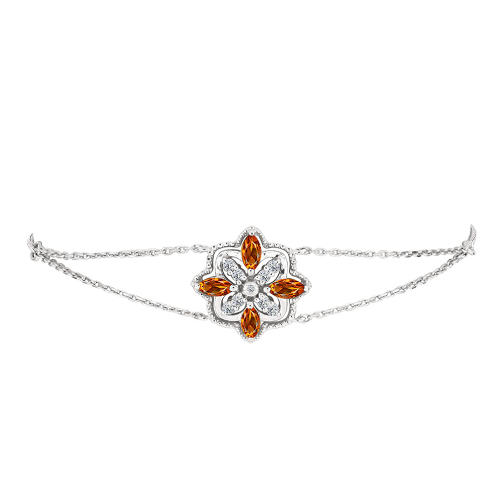 Pulsera de Plata con Citrino de Madeira y Topacio Blanco