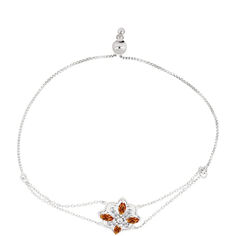Pulsera de Plata con Citrino de Madeira y Topacio Blanco