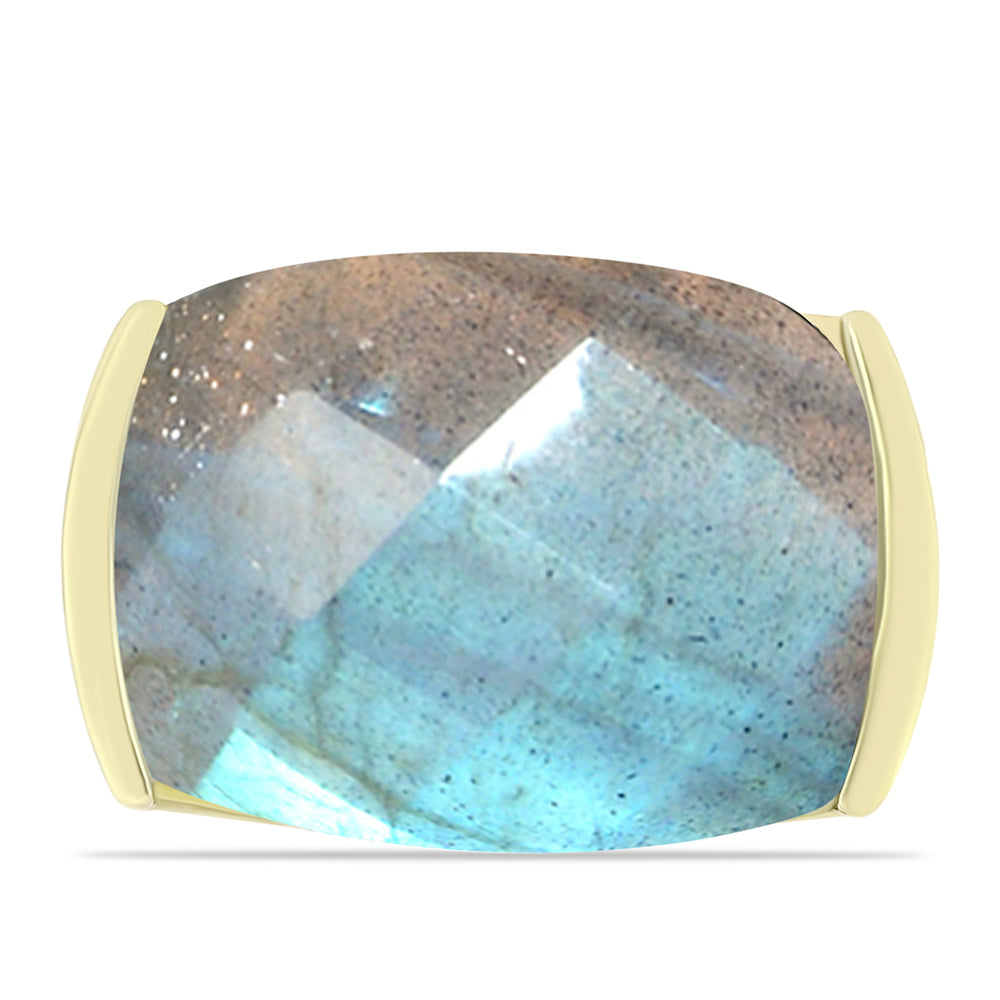 Anillo de Plata Bañada en Oro con Labradorita 5 
