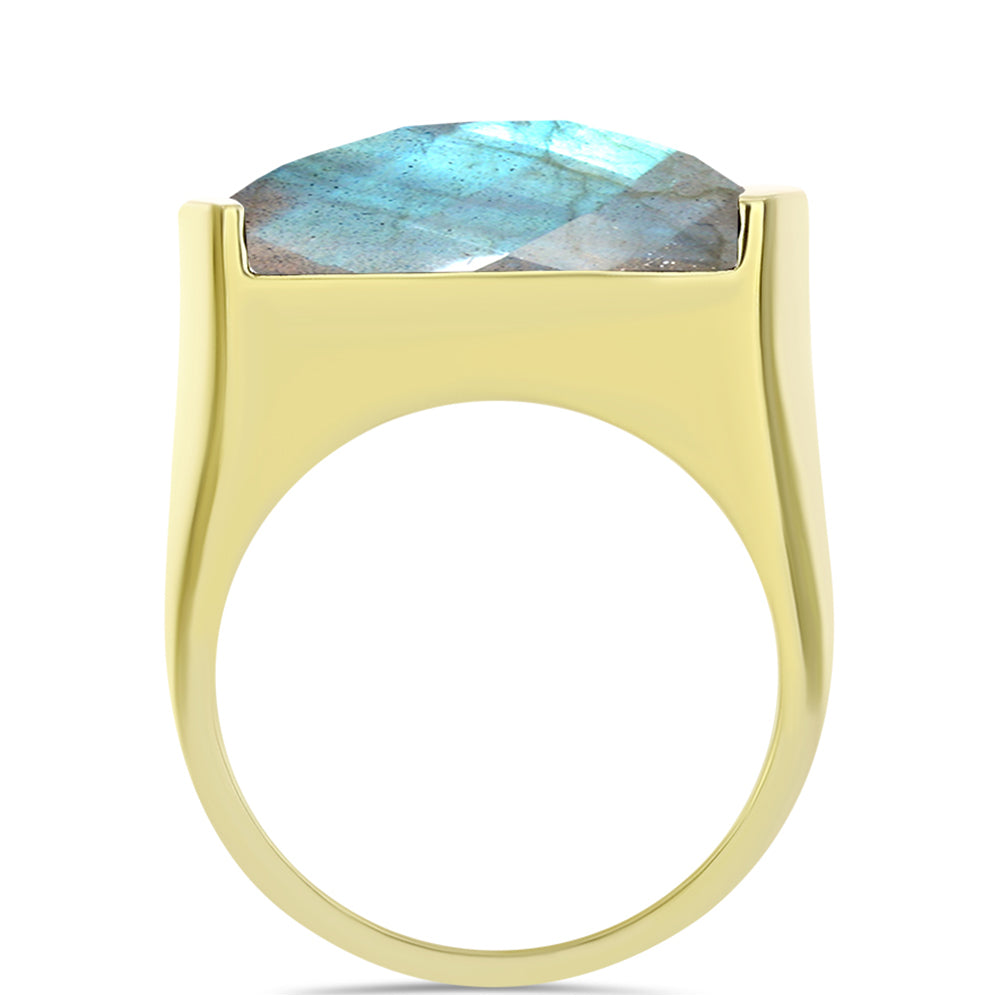 Anillo de Plata Bañada en Oro con Labradorita 2 