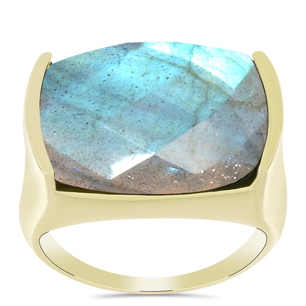 Anillo de Plata Bañada en Oro con Labradorita