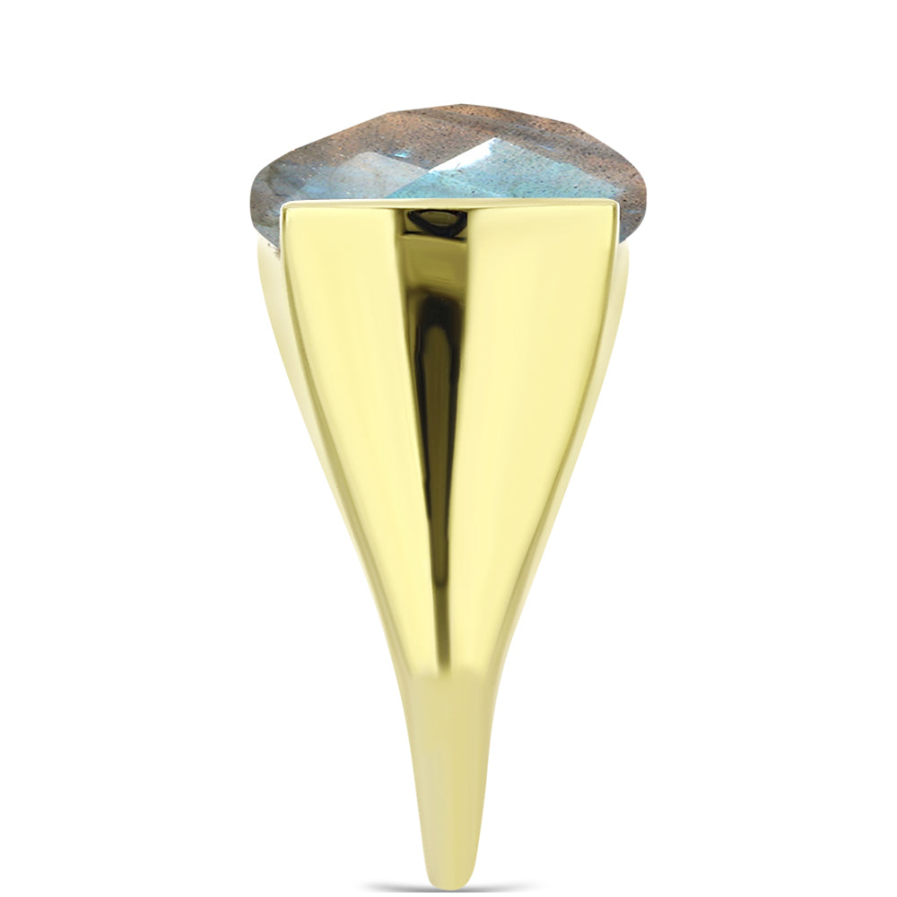 Anillo de Plata Bañada en Oro con Labradorita 8 