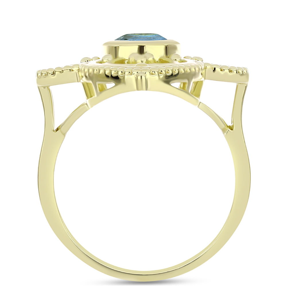 Anillo de Plata Bañada en Oro con Labradorita 2 
