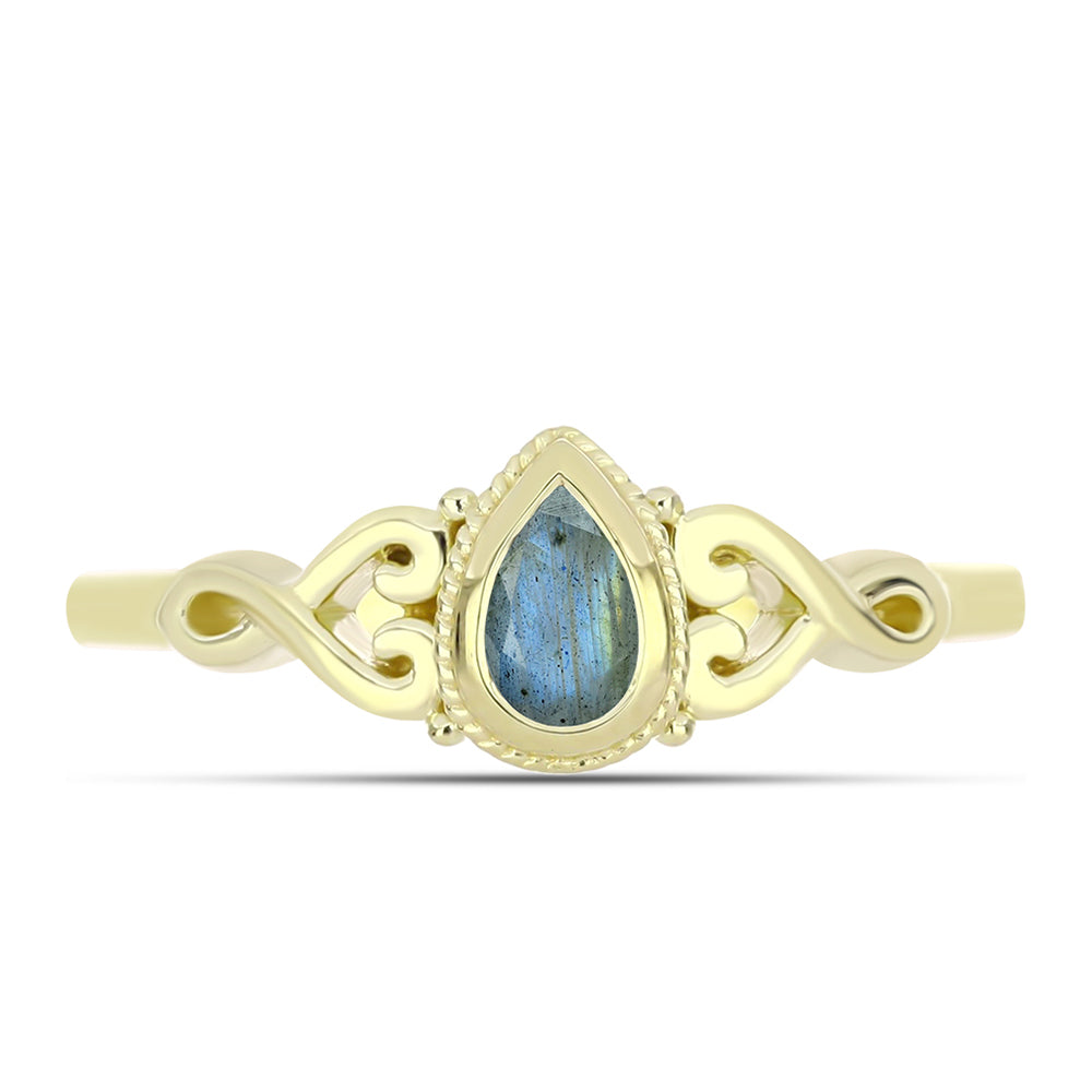 Anillo de Plata Bañada en Oro con Labradorita 1 