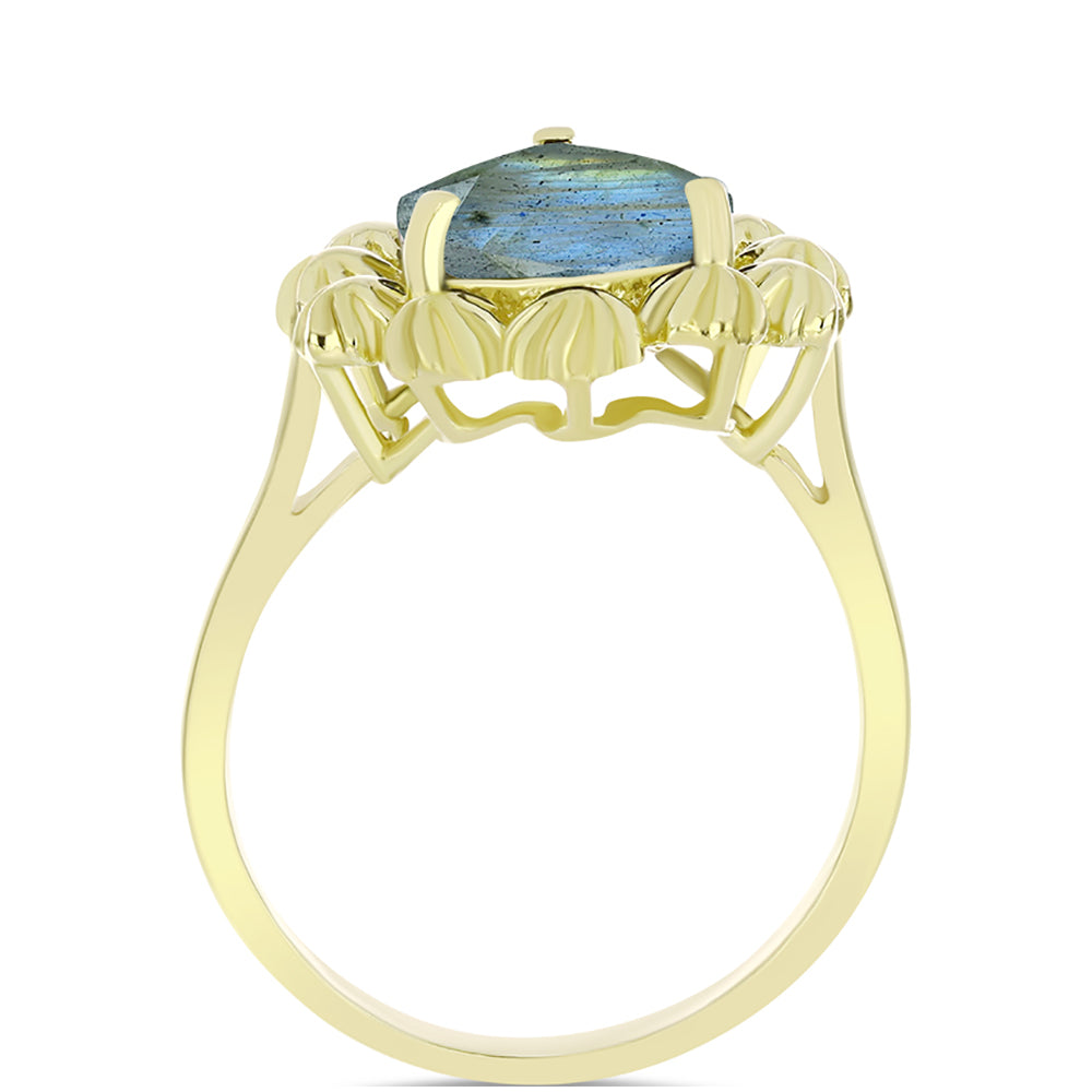 Anillo de Plata Bañada en Oro con Labradorita 2 