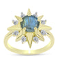 Anillo de Plata Bañada en Oro con Labradorita y Topacio Blanco