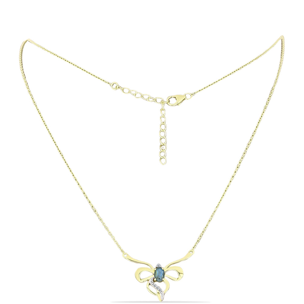 Collar de Plata Bañada en Oro con Labradorita y Topacio Blanco