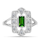 Anillo de Plata con Diópsido de Cromo y Topacio Blanco
