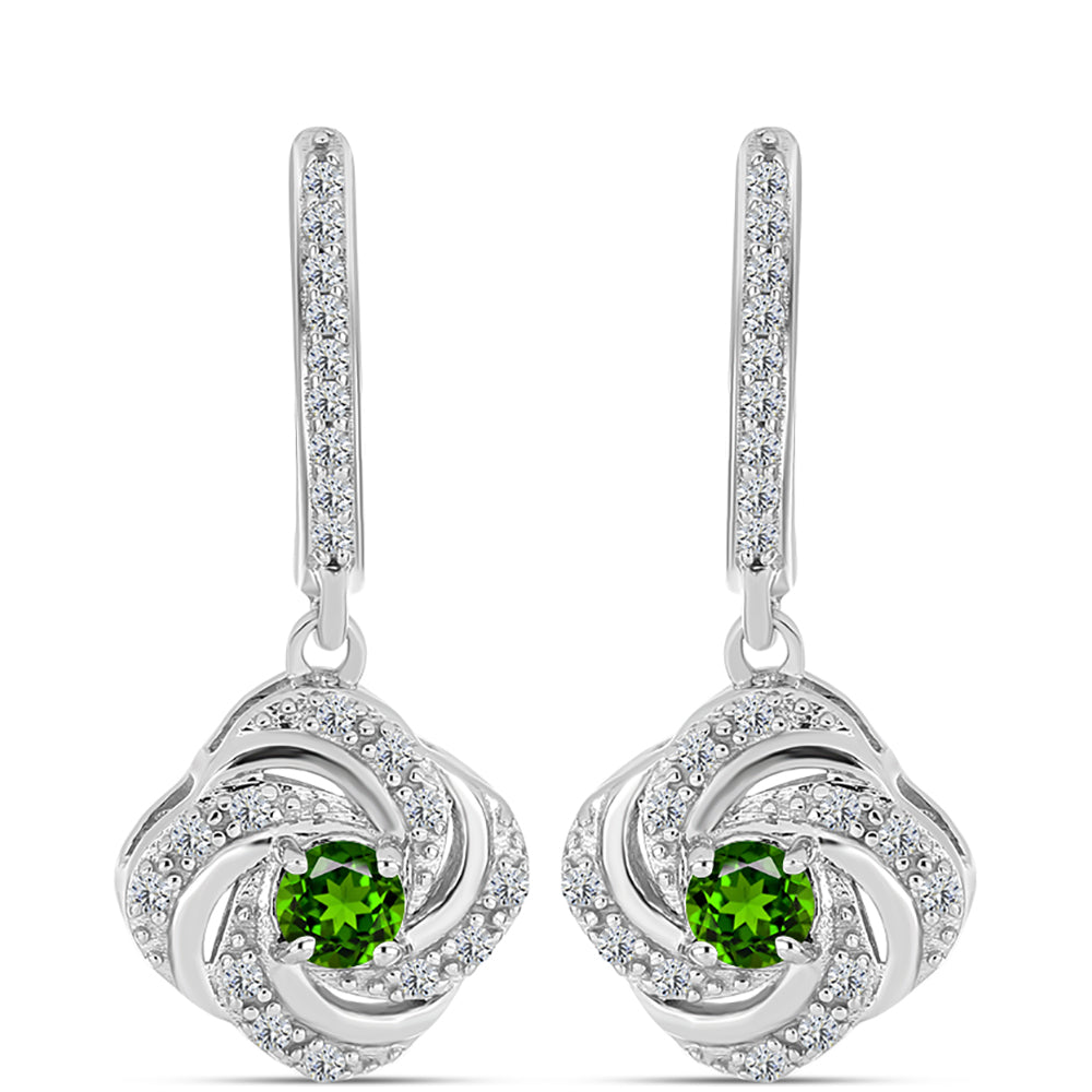 Pendientes de Plata con Diópsido de Cromo y Topacio Blanco 1 