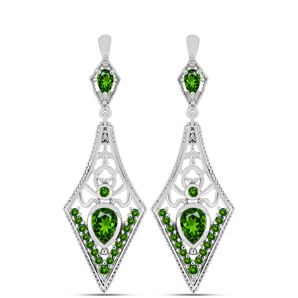 Pendientes de Plata con Diópsido de Cromo