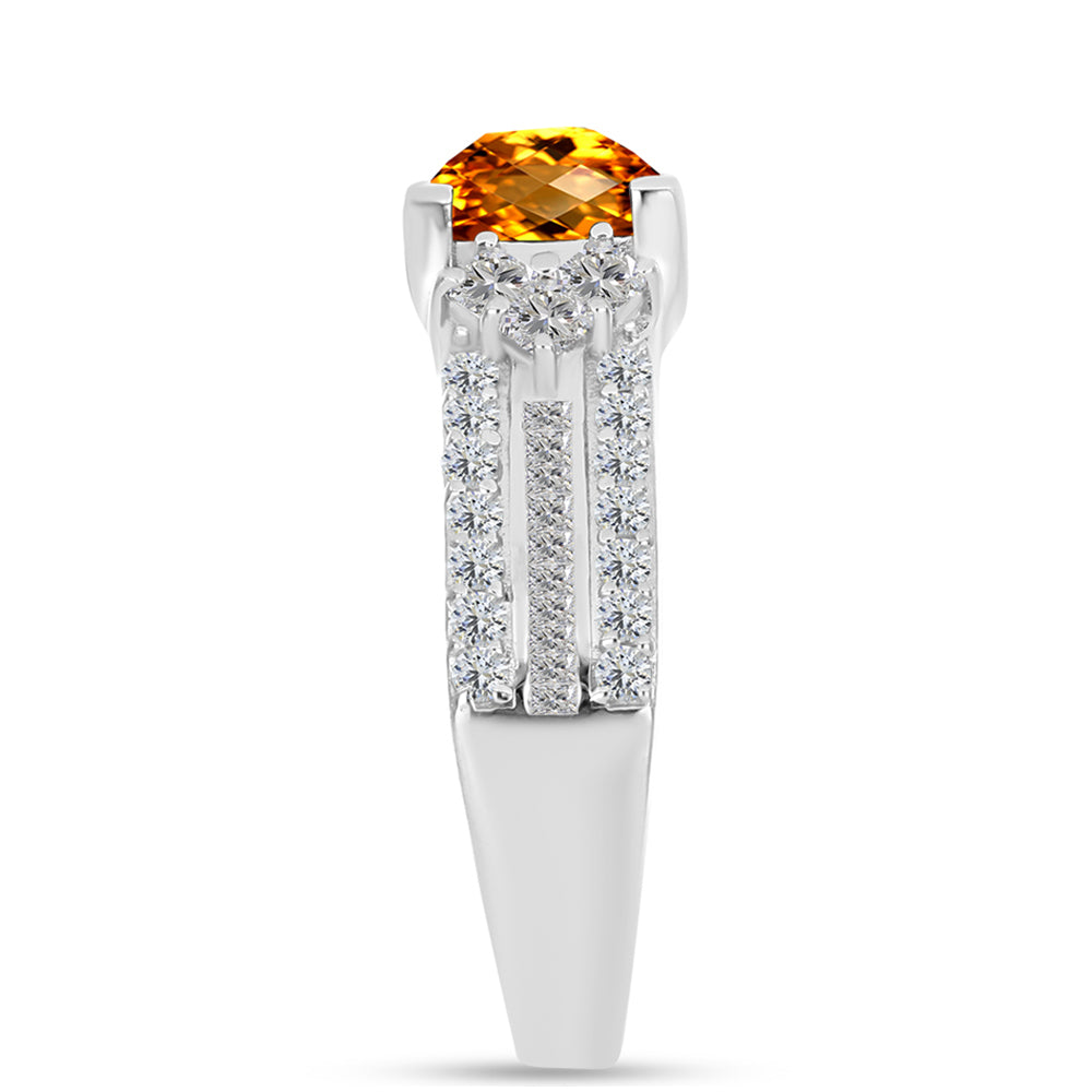 Anillo de Plata con Citrino de Madeira y Topacio Blanco 4 