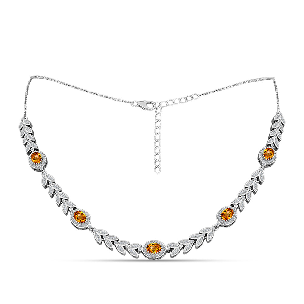 Collar de Plata con Citrino de Madeira y Topacio Blanco 1 