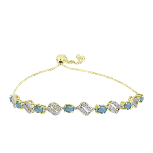 Pulsera de Plata Bañada en Oro con Labradorita y Topacio Blanco
