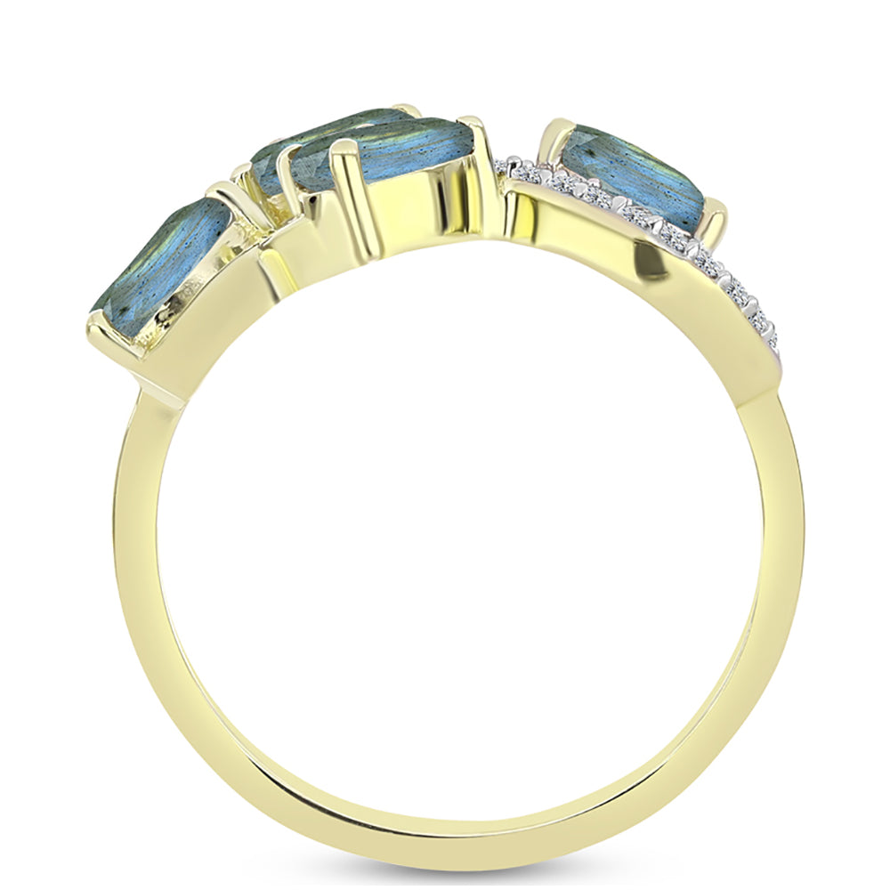 Anillo de Plata Bañada en Oro con Labradorita