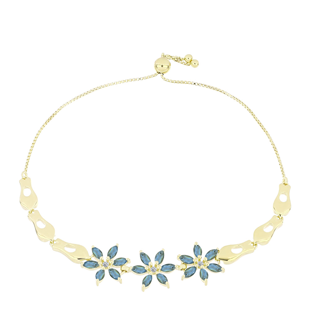 Pulsera de Plata Bañada en Oro con Labradorita y Topacio Blanco 1 