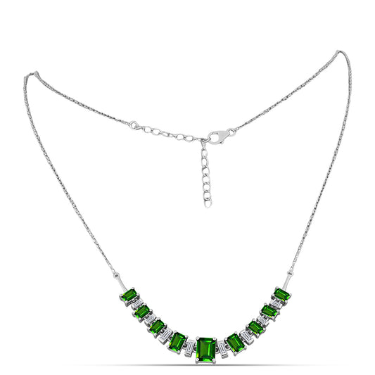 Collar de Plata con Diópsido de Cromo y Zircón Blanco