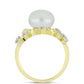 Anillo de Plata Bañada en Oro con Perla de Agua Dulce y Topacio Blanco