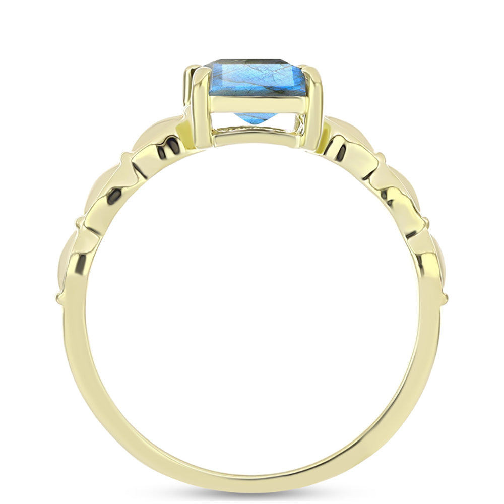 Anillo de Plata Bañada en Oro con Labradorita