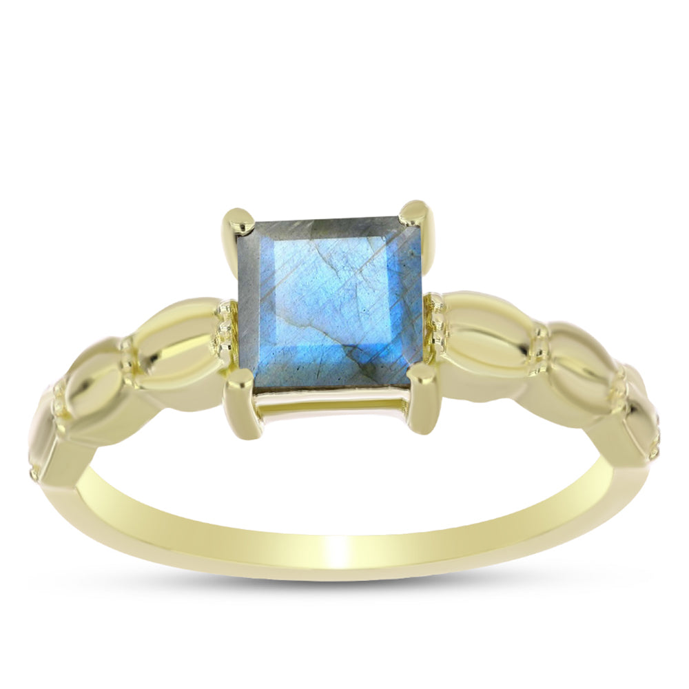 Anillo de Plata Bañada en Oro con Labradorita 3 
