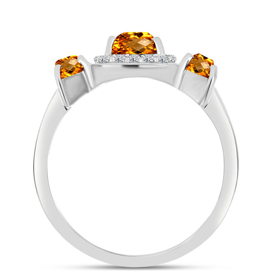 Anillo de Plata con Citrino de Madeira y Topacio Blanco