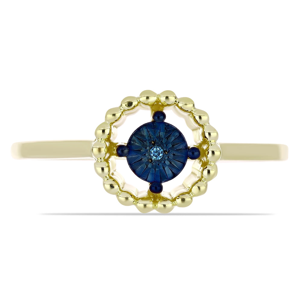 Anillo de Plata Bañada en Oro con Diamante Azul 1 