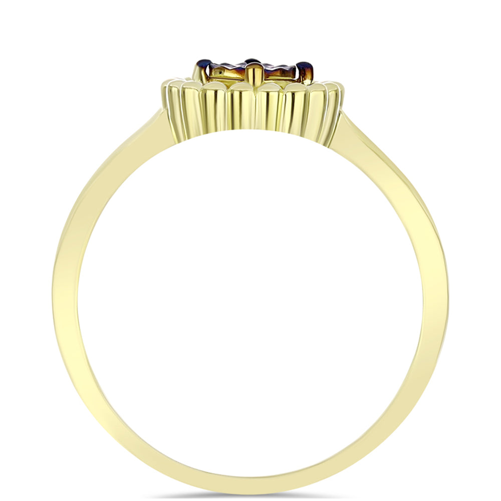 Anillo de Plata Bañada en Oro con Diamante Azul