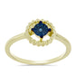 Anillo de Plata Bañada en Oro con Diamante Azul