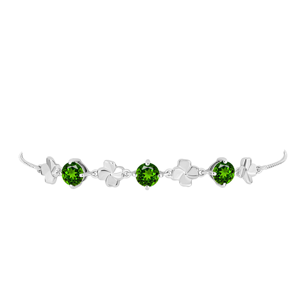 Pulsera de Plata con Diópsido de Cromo
