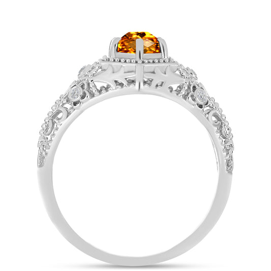 Anillo de Plata con Citrino de Madeira y Topacio Blanco