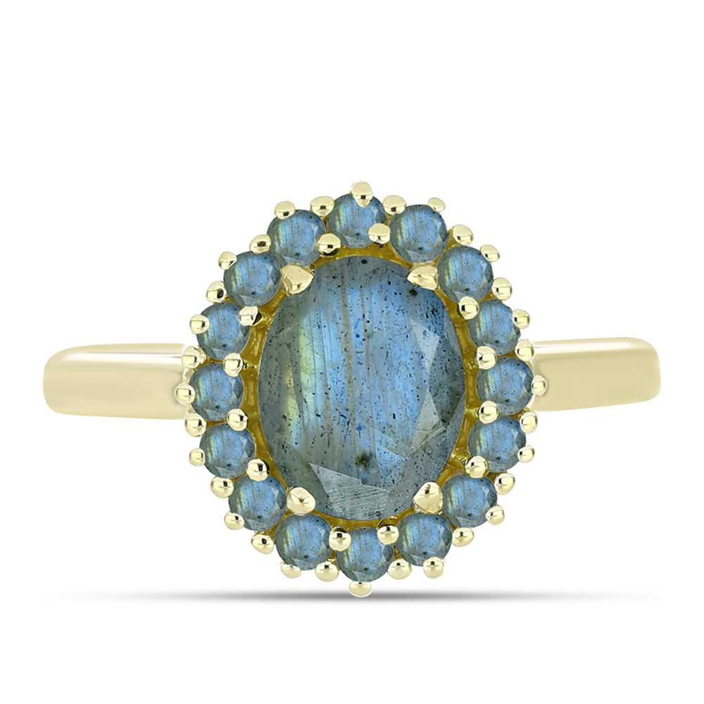 Anillo de Plata Bañada en Oro con Labradorita 1 