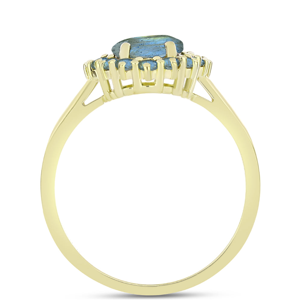 Anillo de Plata Bañada en Oro con Labradorita